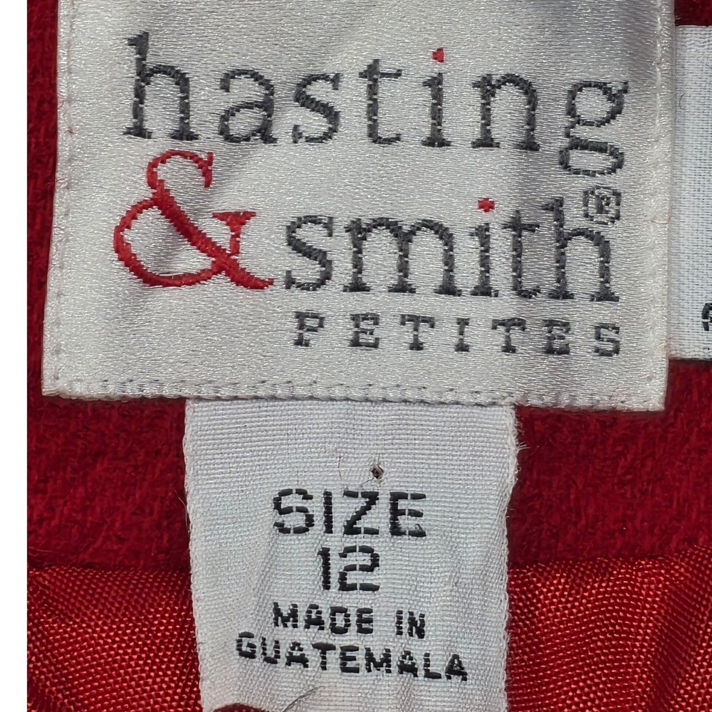 Hastings & Smith Red 100% Wool Blazer Black Velvet Collar Gold Button Petite 12 - Picture 10 of 10